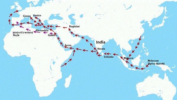 Space Trade route between India and Europe, through Egypt