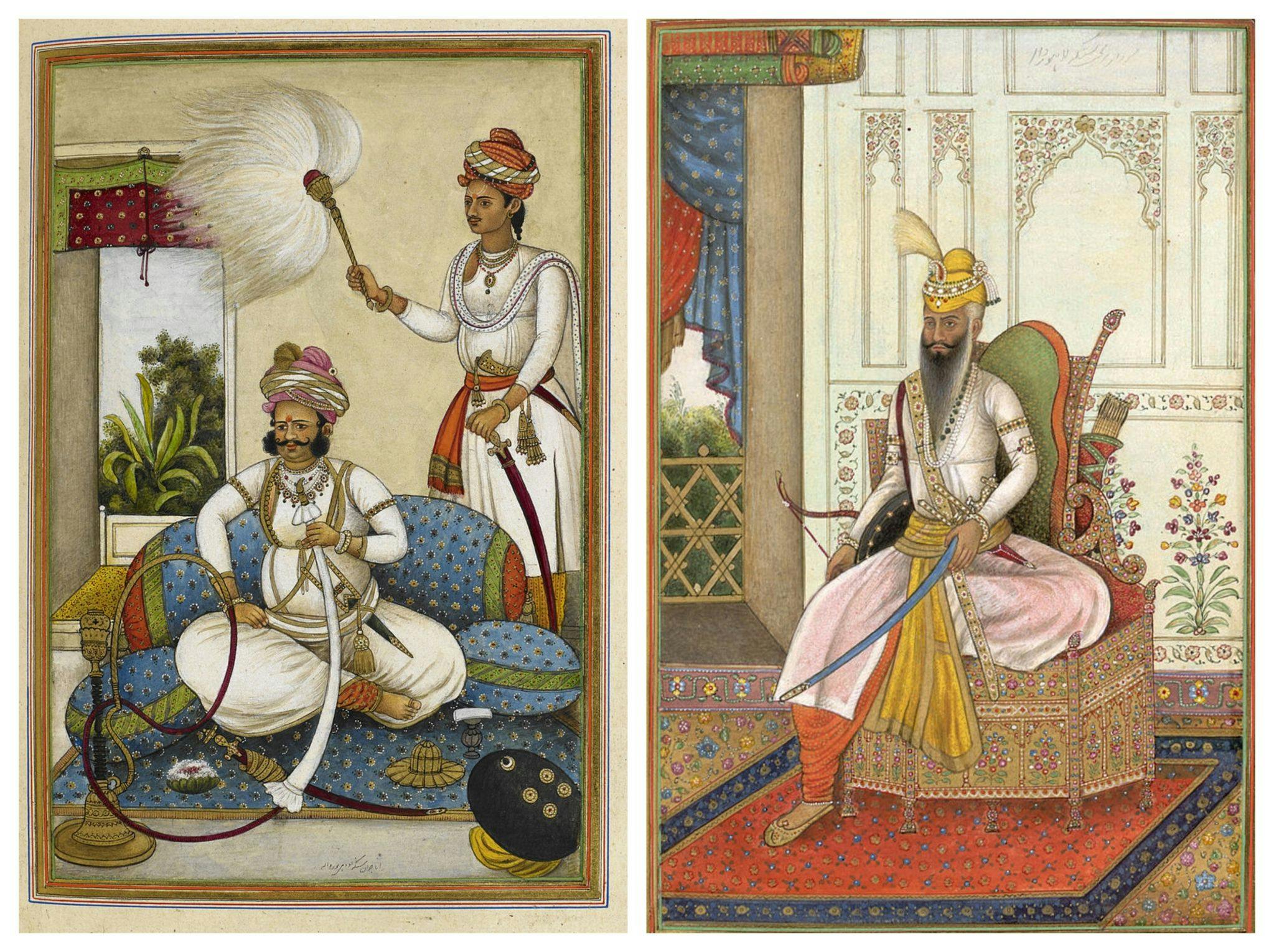 Commissioned portraits of Maharana Javan Singh of Udaipur and Maharaja Ranjit Singh of Punjab in Persian book Tazkirat al-umara
