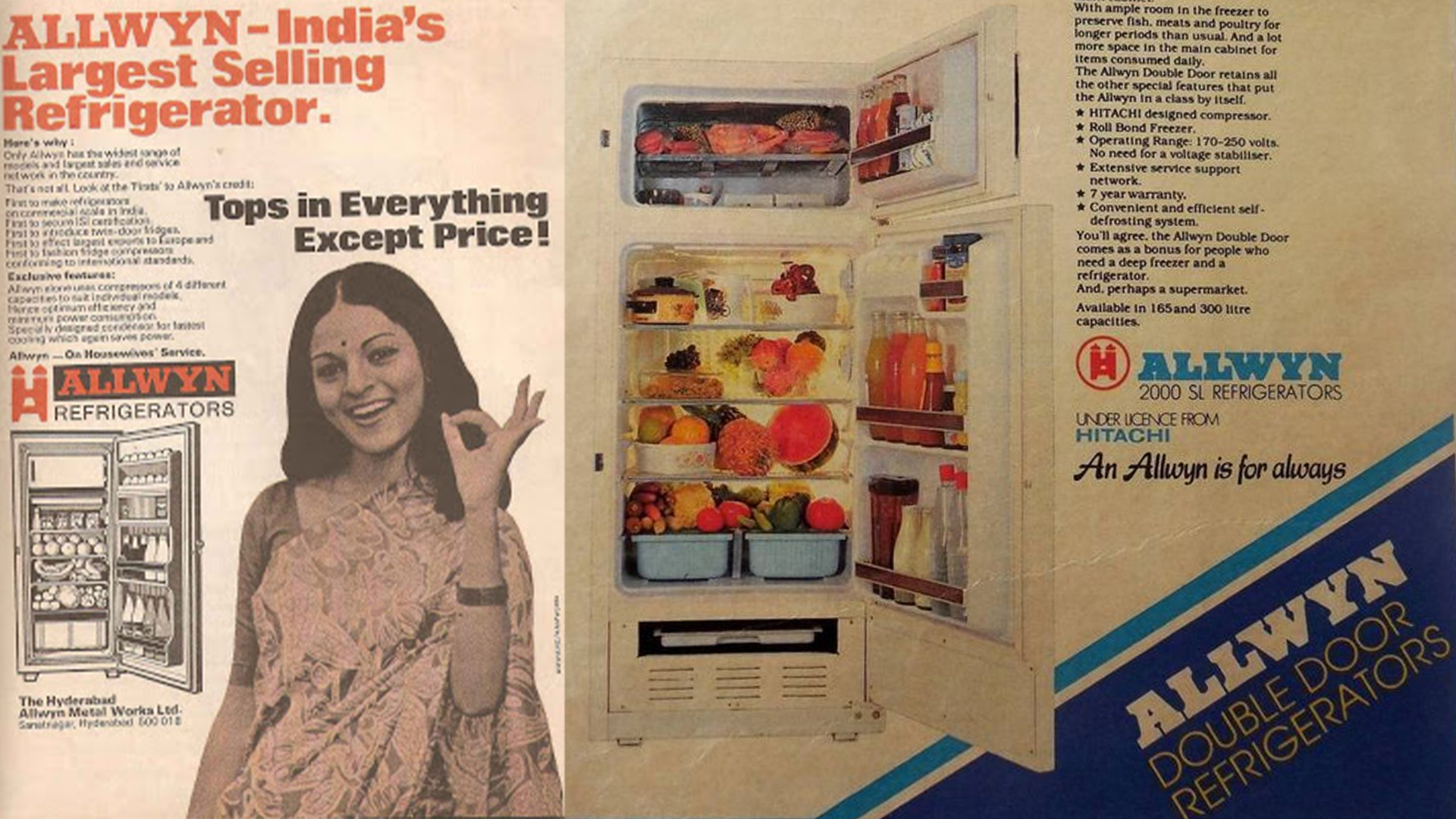 Allwyn Refrigerator advertisement