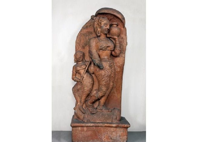 The Ganga sculpture discovered at Ahichchhatra, now in the National Museum in Delhi