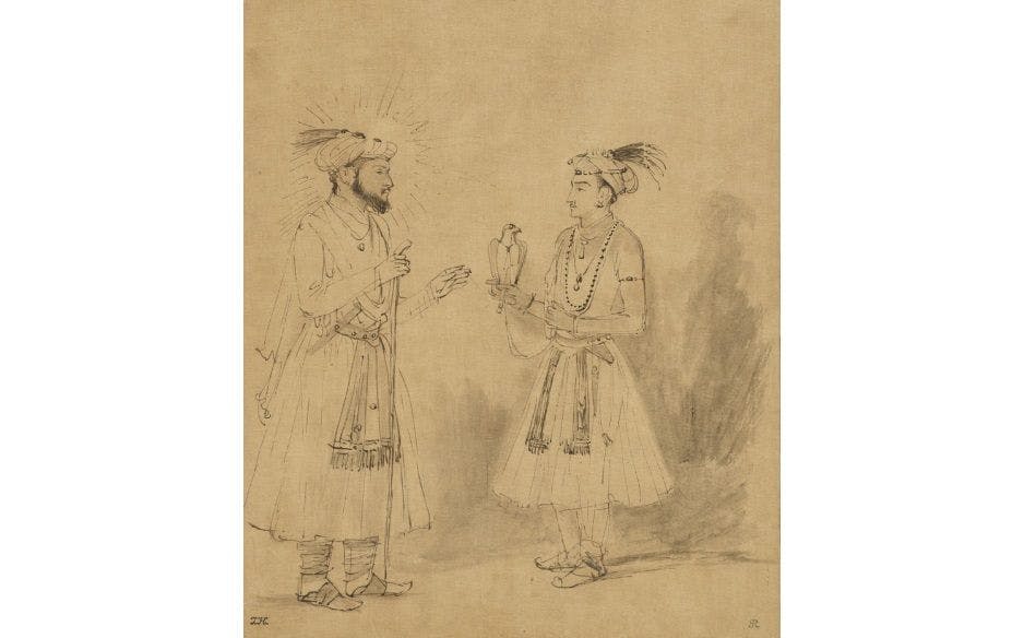 Rembrandt’s sketch of Shah Jahan with his eldest son Dara Shikoh, dated around 1654-1656 CE