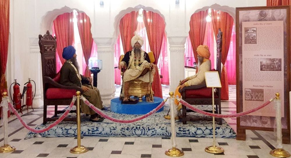 26_Ranjit Singh seated with Akali Phula Singh and Hari Singh Nalwa