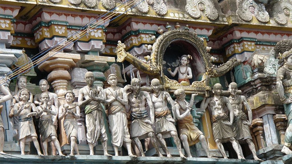 Alwar saint Appar lifting the gopuram