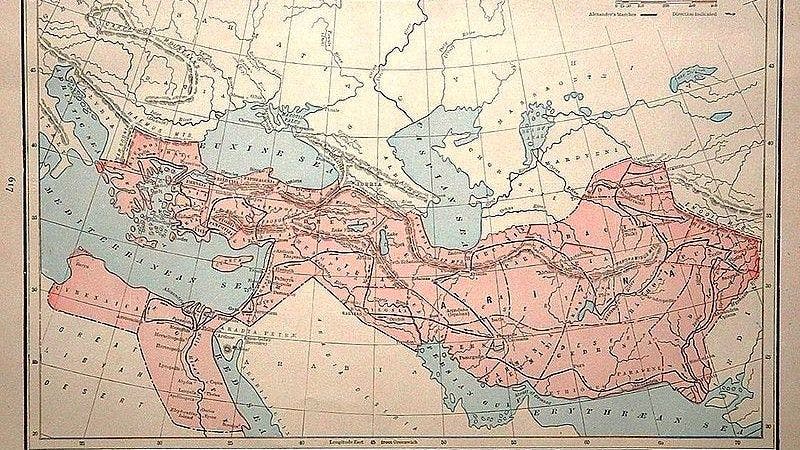 Map of the Empire of Alexander the Great at the time of his death in 323 BCE