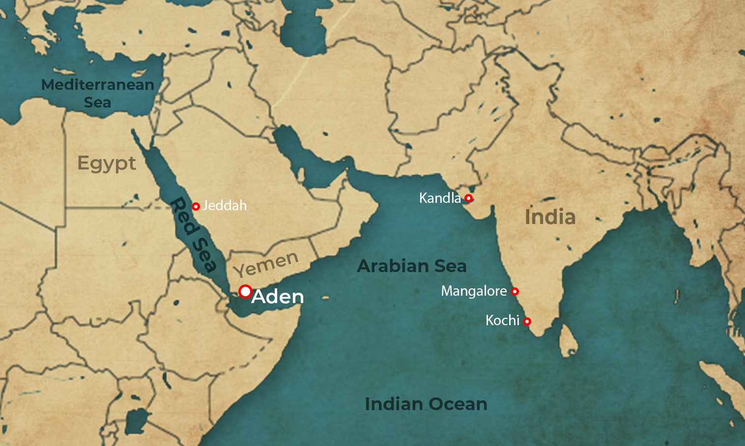 Aden is located smack opposite the Mangalore port in India