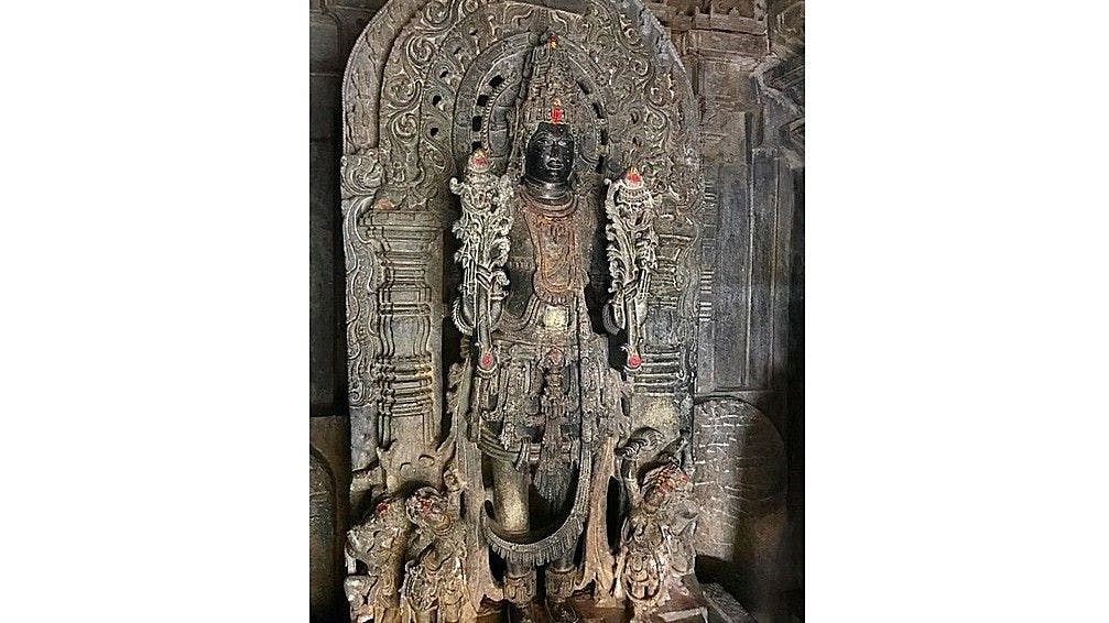Sculpture of Surya from 12th century Hoysaleswara temple dedicated to Shiva