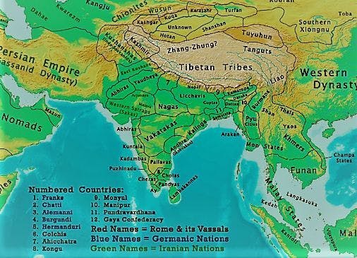 Break-up of the Indian subcontinent after the Kushana empire in the 3rd CE