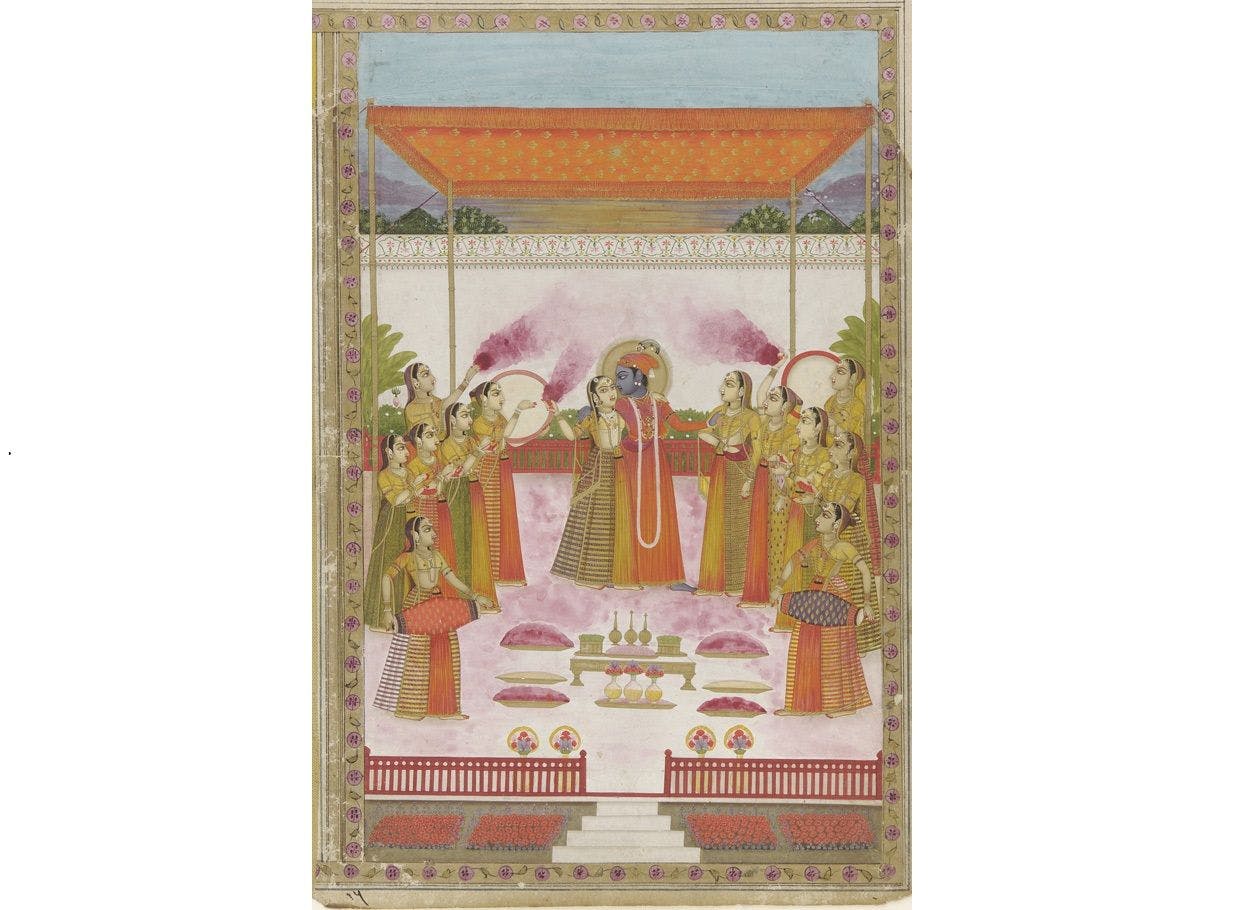 Krishna, Radha and Gopis, Lucknow Mughal, 19th century