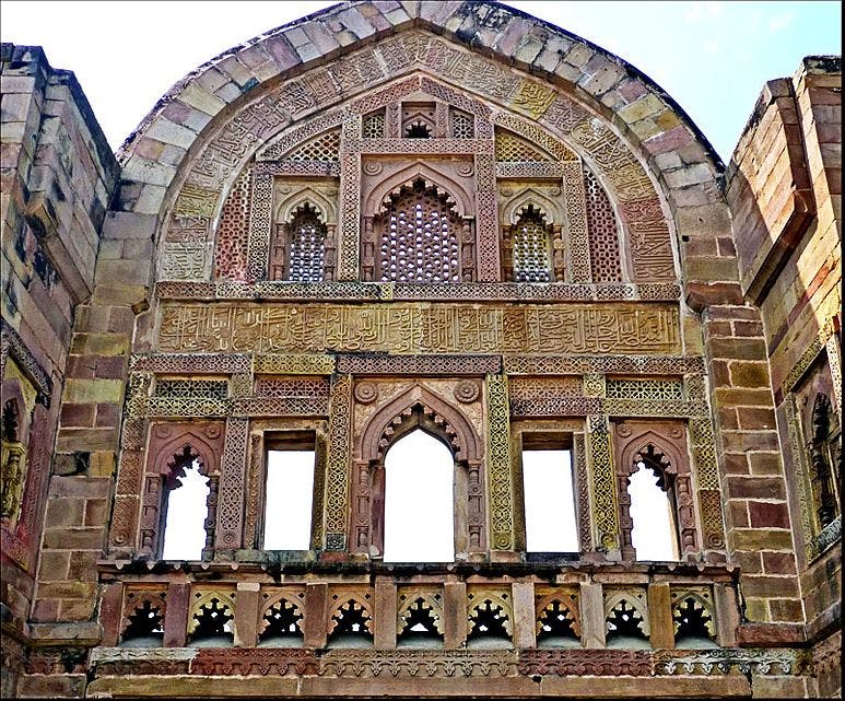 Heavy latticework at Jhinjhiri Masjid