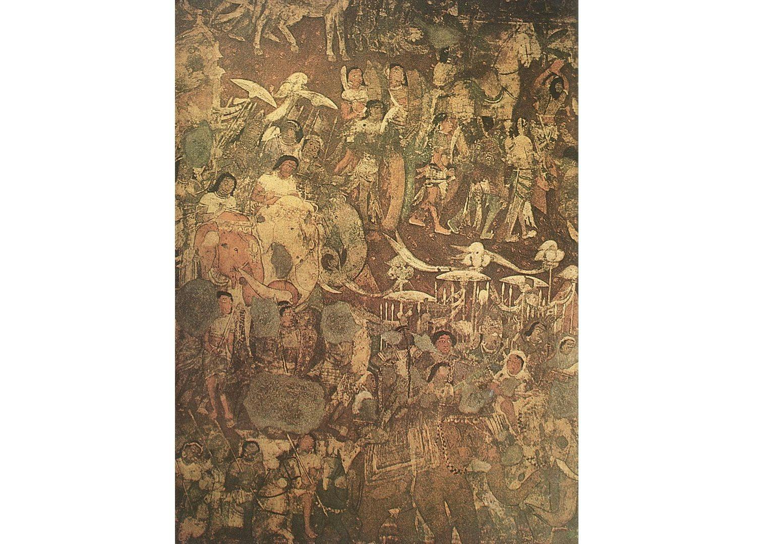 Painting in Ajanta Cave no. 17 depicting Prince Vijaya and the ‘coming of Sinhala’