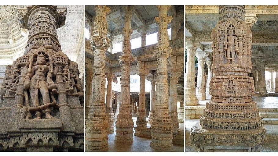 Ornate pillars at Ranakpur temple