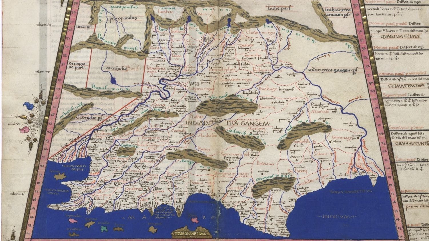 A 15th century version of Ptolemy’s map of India