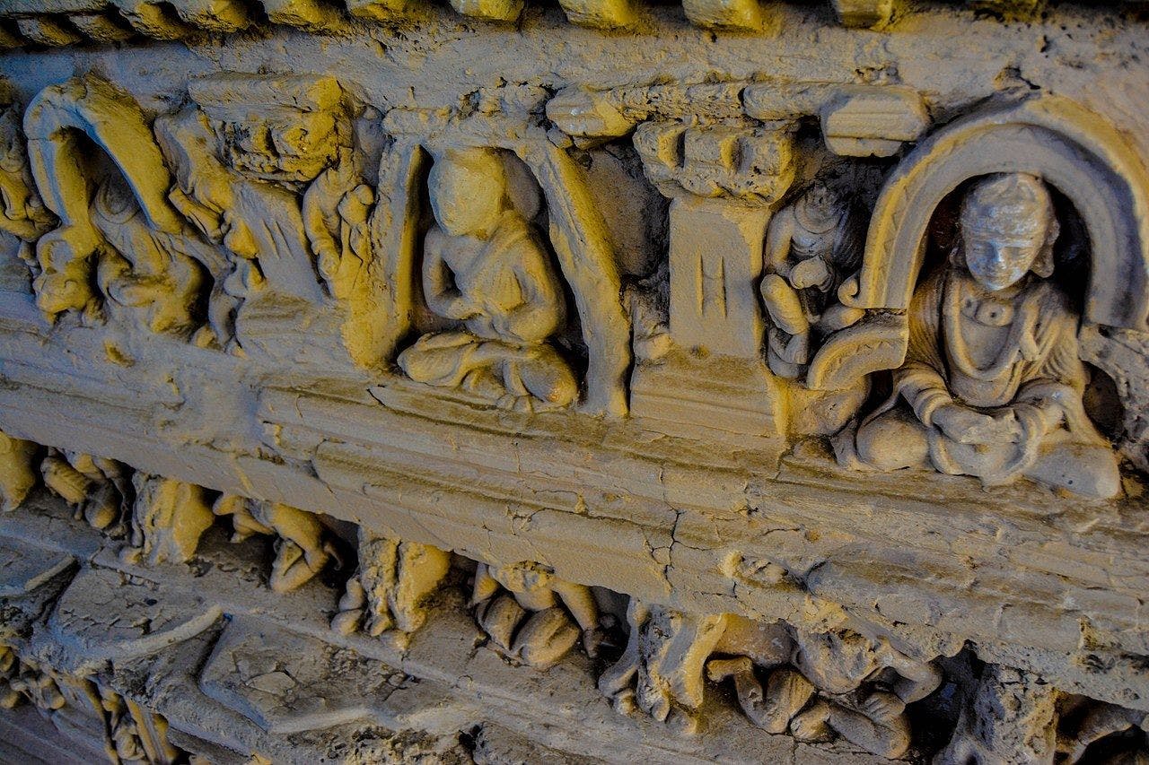 Sculptural details on a stupa at Taxila