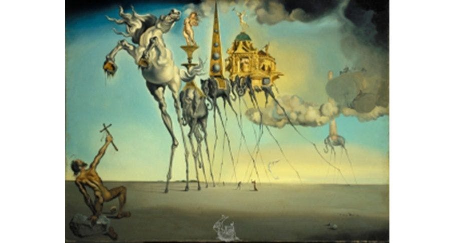 In 1946, when Dali worked on this oft-repeated theme in visual art history, the Spanish painter gave elongated, spindly legs to the elephants, a surreal departure from the conventional form.
