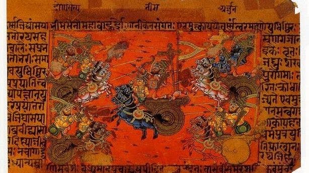 A depiction of Kurukshetra battle described in the Bhagwad Gita