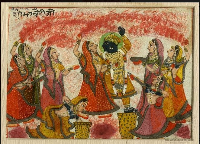 Radha and Krishna celebrating Holi, Nathdwara, 18th-19th century