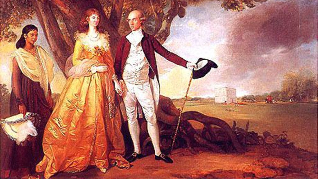 Warren Hastings with his wife at the Alipore gardens